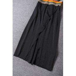 Replica Hermes Black Scarf Print Pleated Dress