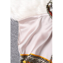 Replica Hermes Brown Scarf Print Pleated Dress