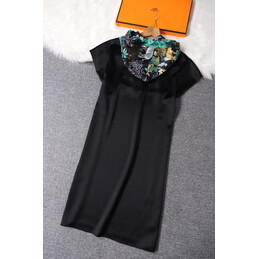 Replica Hermes Green Multicolor Print Dress