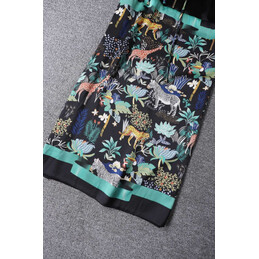 Replica Hermes Green Multicolor Print Dress