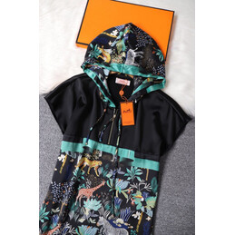 Replica Hermes Green Multicolor Print Dress