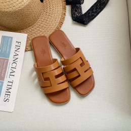 Replica Hermes Tan H Cutout Slide Sandal