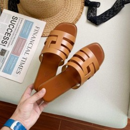 Replica Hermes Tan H Cutout Slide Sandal