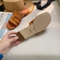Replica Hermes Tan H Cutout Slide Sandal