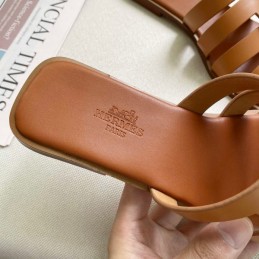 Replica Hermes Tan H Cutout Slide Sandal