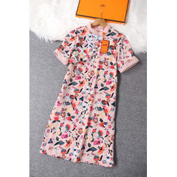 Replica Hermes Pink Horse Print Dress