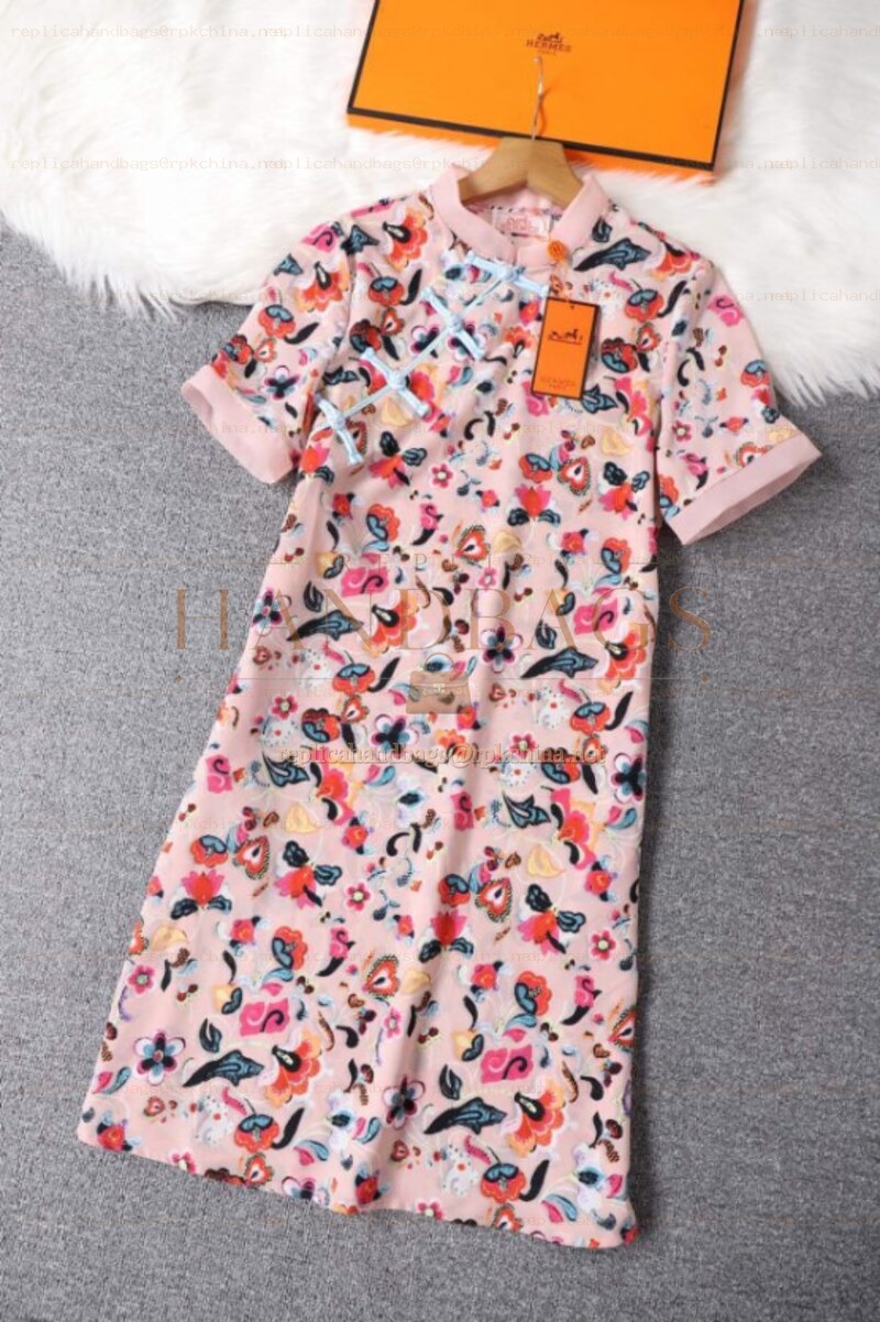 Replica Hermes Pink Horse Print Dress