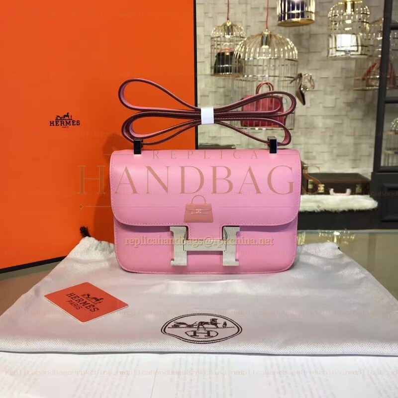 Replica Hermes Light Pink Constance 24 Palladium Hardware Bag