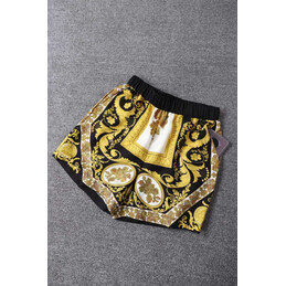 Replica Hermes Black Gold Scarf Print Shorts Set