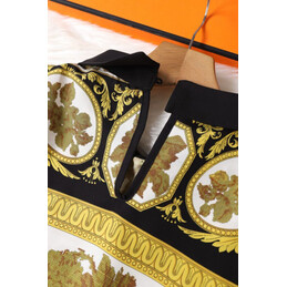 Replica Hermes Black Gold Scarf Print Shorts Set