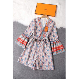 Replica Hermes Gray Scarf Print Dress