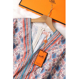 Replica Hermes Gray Scarf Print Dress