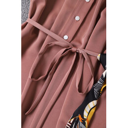 Replica Hermes Rose Pink Scarf Trim Sleeveless Dress