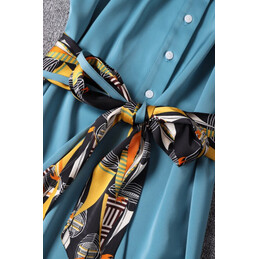 Replica Hermes Teal Belted Sleeveless Dress