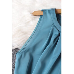Replica Hermes Teal Belted Sleeveless Dress