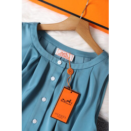 Replica Hermes Teal Belted Sleeveless Dress