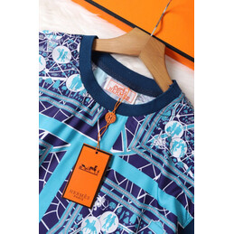 Replica Hermes Blue Scarf Print Sleeveless Shirt