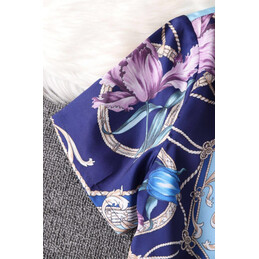 Replica Hermes Light Blue Short Sleeve Scarf Print Dress