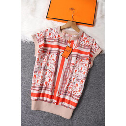 Replica Hermes Red Scarf Print Shirt