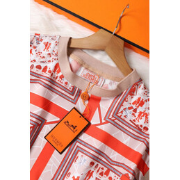 Replica Hermes Red Scarf Print Shirt