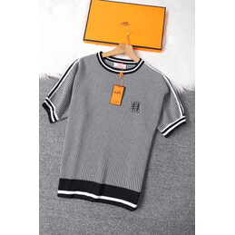 Replica Hermes Gray Striped Knit Pants Set