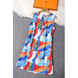 Replica Hermes Multicolor Scarf Print Dress
