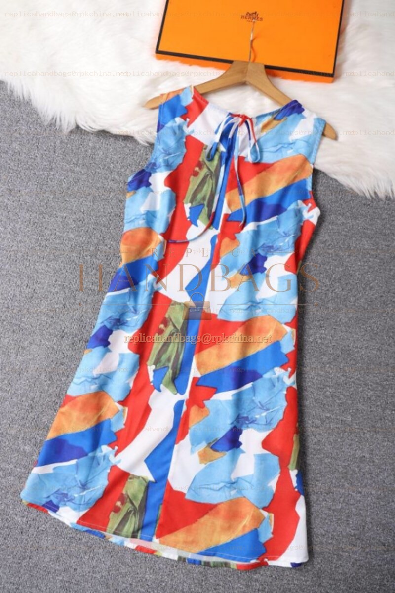 Replica Hermes Multicolor Scarf Print Dress