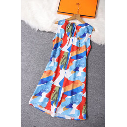 Replica Hermes Multicolor Scarf Print Dress