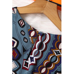 Replica Hermes Black Multicolor Print Dress