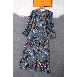 Replica Hermes Black Multicolor Print Dress