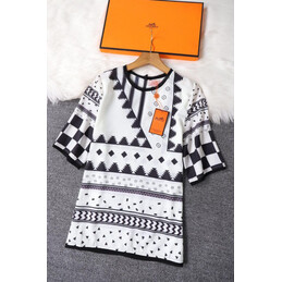 Replica Hermes White and Black Triangle Print Shirt