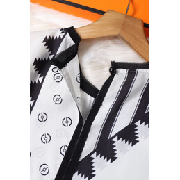 Replica Hermes White and Black Triangle Print Shirt