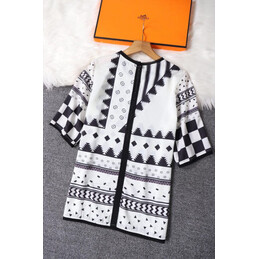 Replica Hermes White and Black Triangle Print Shirt