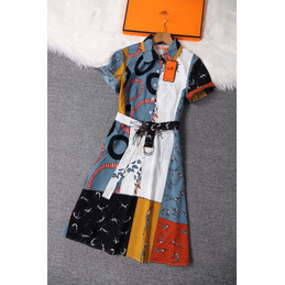 Replica Hermes White Multicolor Scarf Panel Dress