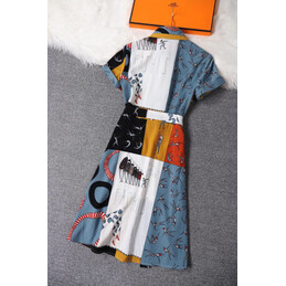 Replica Hermes White Multicolor Scarf Panel Dress