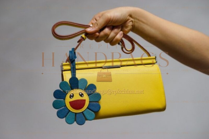 Replica Hermes Yellow Clic H 21 Flower Charm Bag