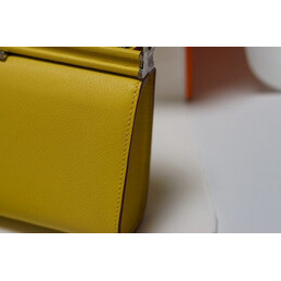 Replica Hermes Yellow Clic H 21 Flower Charm Bag