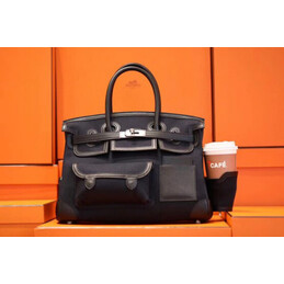 Replica Hermes Black Gray Cargo Birkin 35 Bag