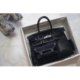Replica Hermes Black Cargo Birkin 35 Palladium Hardware Bag