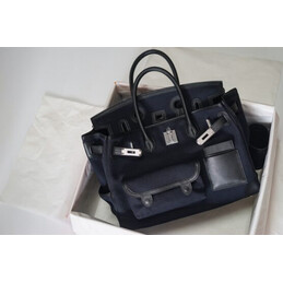 Replica Hermes Black Cargo Birkin 35 Palladium Hardware Bag