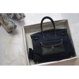 Replica Hermes Black Cargo Birkin 35 Palladium Hardware Bag