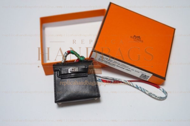 Replica Hermes Black Kelly Mini Charm Gold Hardware