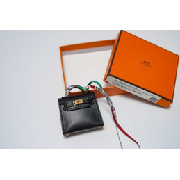 Replica Hermes Black Kelly Mini Charm Palladium Hardware