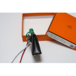 Replica Hermes Black Kelly Mini Charm Palladium Hardware
