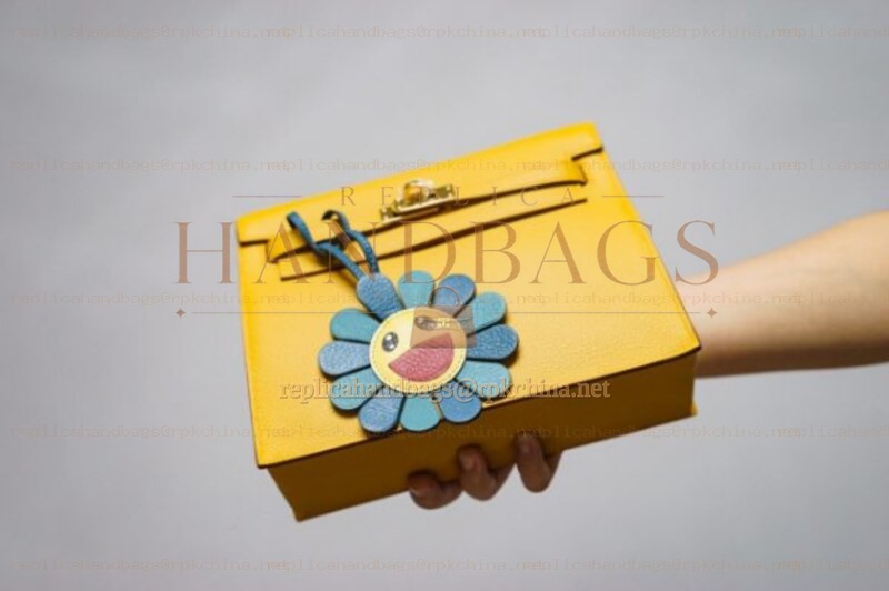 Replica Hermes Yellow Kelly Danse Flower Charm Bag
