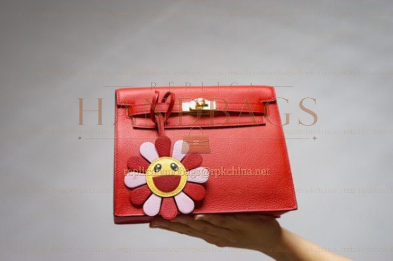 Replica Hermes Red Kelly Danse Flower Charm Bag