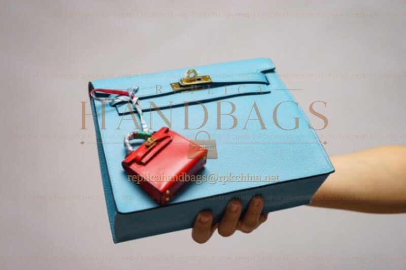 Replica Hermes Light Blue Kelly Danse Mini Charm Bag