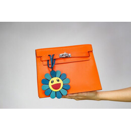 Replica Hermes Orange Kelly Danse Flower Charm Bag