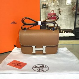 Replica Hermes Taupe Brown Constance 24 Palladium Hardware Bag