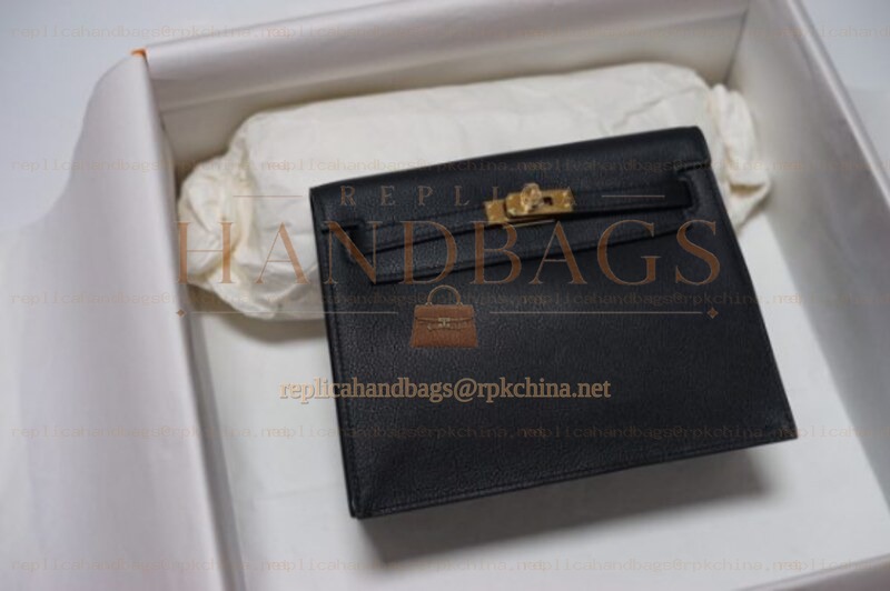 Replica Hermes Black Kelly Danse Gold Hardware Bag